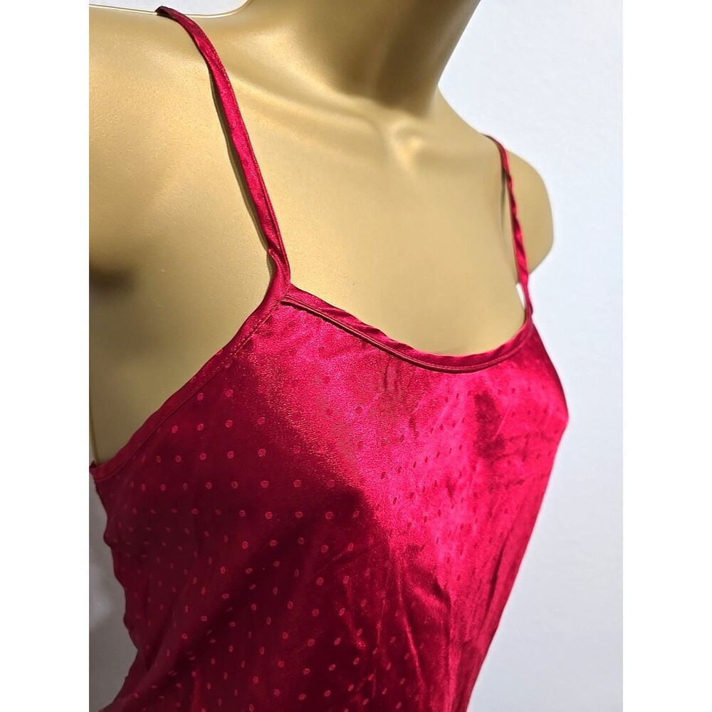 Satin Camisole Tank Top Womens Small Cherry Red Polka Dot Festival Siren Classic
